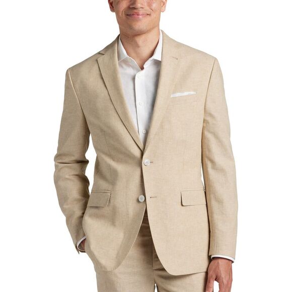 Tommy Hilfiger Mens Modern-Fit Cotton Chambray Suit Jacket 42 Regular Tan - NWT